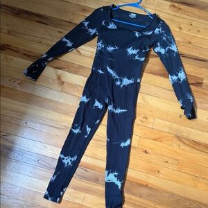 Black and White Tie-Dye Jumpsuit